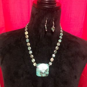 Turquoise necklace and earring set